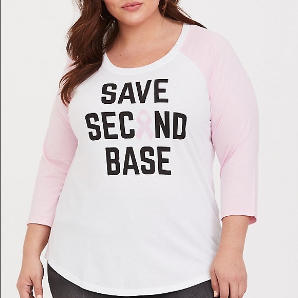 Torrid White & Pink Raglan Tee 00 NWT